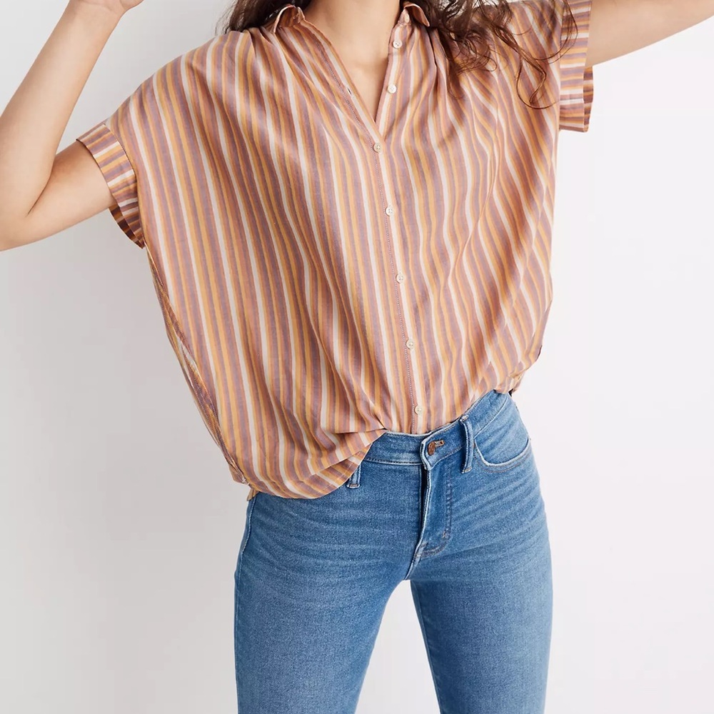 Madewell Central Rainbow Stripe Classic Button Down Shirt XS